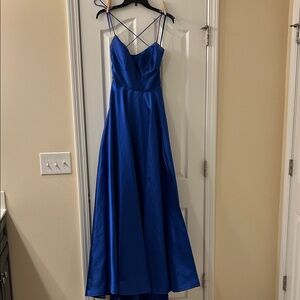Elegant Blue Spaghetti Strap Dress